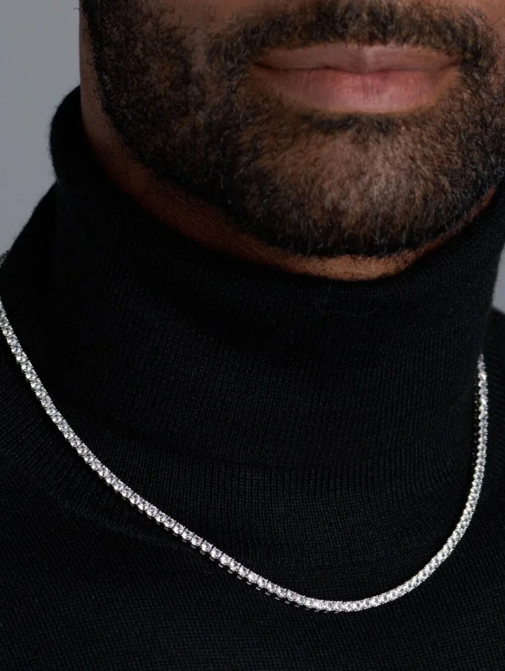 Imperium 3mm Rhinestone Tennis Necklace Chain Silver Sparkle Necklace
